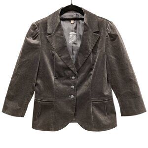 Halogen Gray Velvet Blazer, Size Large, 3/4 Sleeve Cotton Blend Jacket‎ NEW